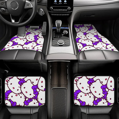 Hello Kitty Car Mats Purple Bowtie Hello Kitty Doodle Pattern Car Floor Mats White