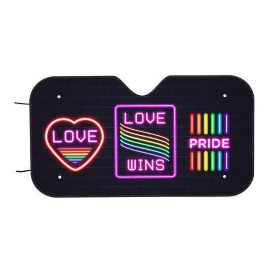 LGBT Car Sun Shade LGBT Pride Love Win Neon Light Winshield Sun Shade Colorful