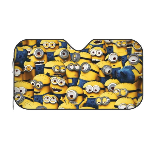 Minions Car Sun Shade All Minions Doodle Pattern Winshield Sun Shade Yellow Blue