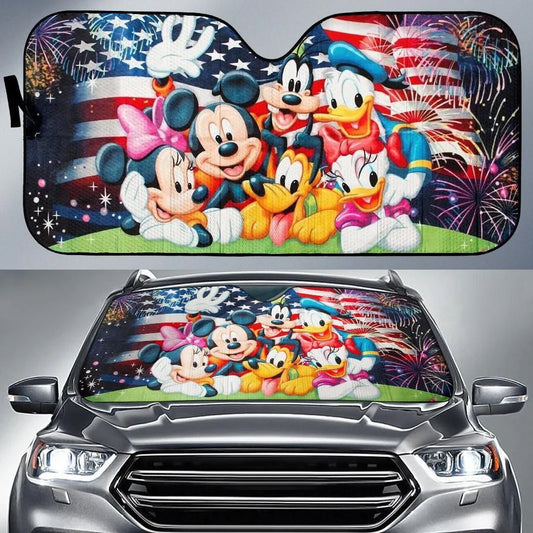 DN Car Sun Shade MM Minnie Donald Pluto Graphic Winshield Sun Shade Colorful