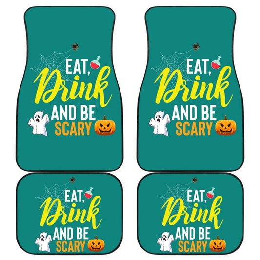 Halloween Car Mats Halloween Ghost Eat Drink And Be Scary Car Floor Mats Green