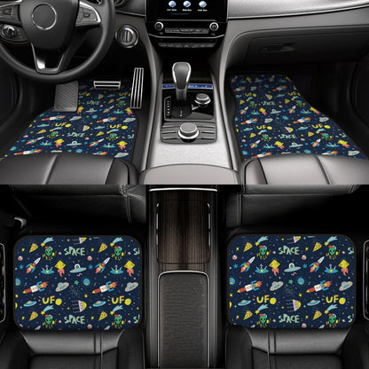 Alien Car Mats UFO Space Alien In The Space Pattern Car Floor Mats Colorful