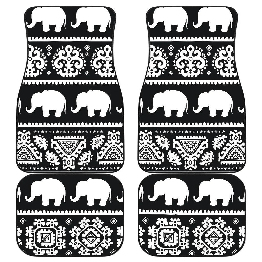 Native American Car Mats Native American Tribal Elephant Pattern Car Floor Mats Black White