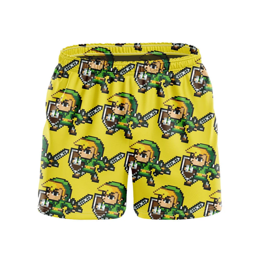 The Legend Of Zelda Shorts Legend Of Zelda Link Pixel Chibi Beach Shorts Yellow