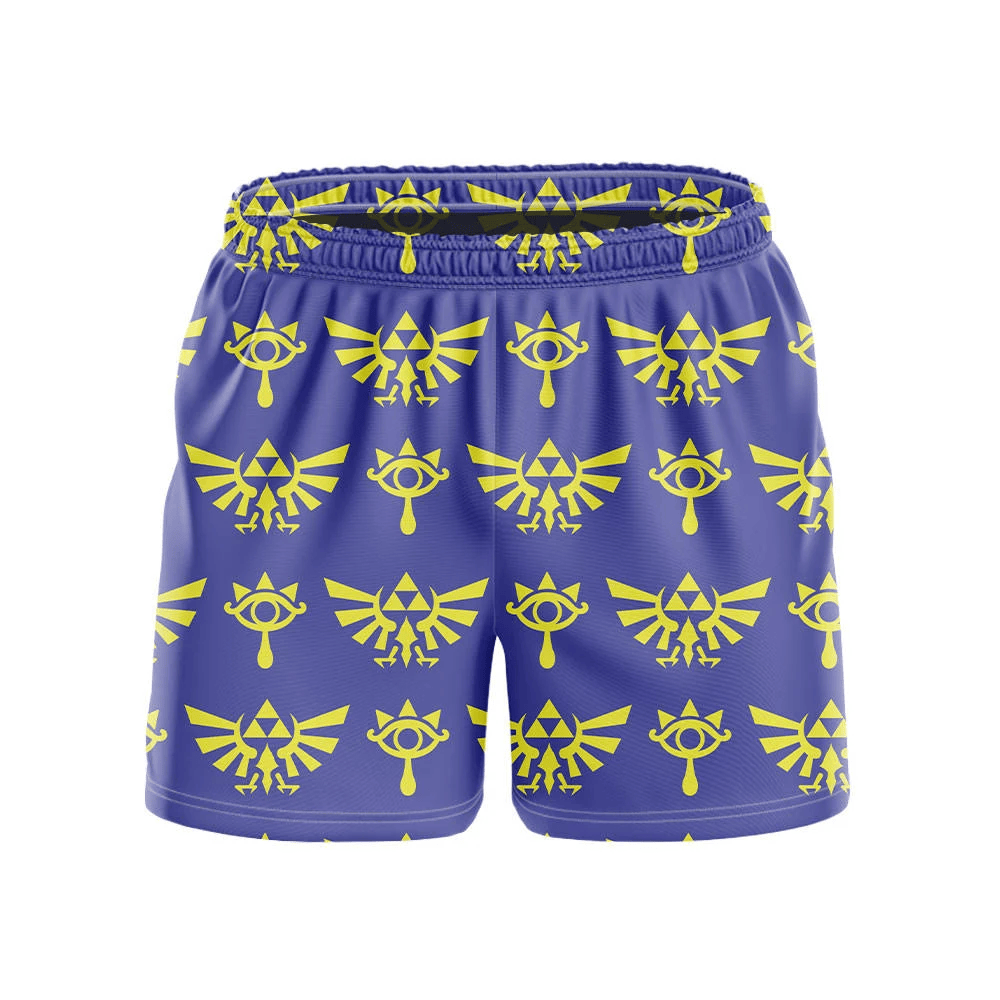 The Legend Of Zelda Shorts Legend Of Zelda Sheikah Eye Beach Shorts Blue Yellow