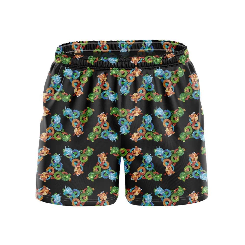 The Legend Of Zelda Shorts Dragon Dinraal Naydra Farosh Pattern Beach Shorts Black