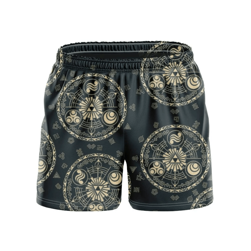 The Legend Of Zelda Shorts Legend Of Zelda Triangle Force Beach Shorts Black Yellow