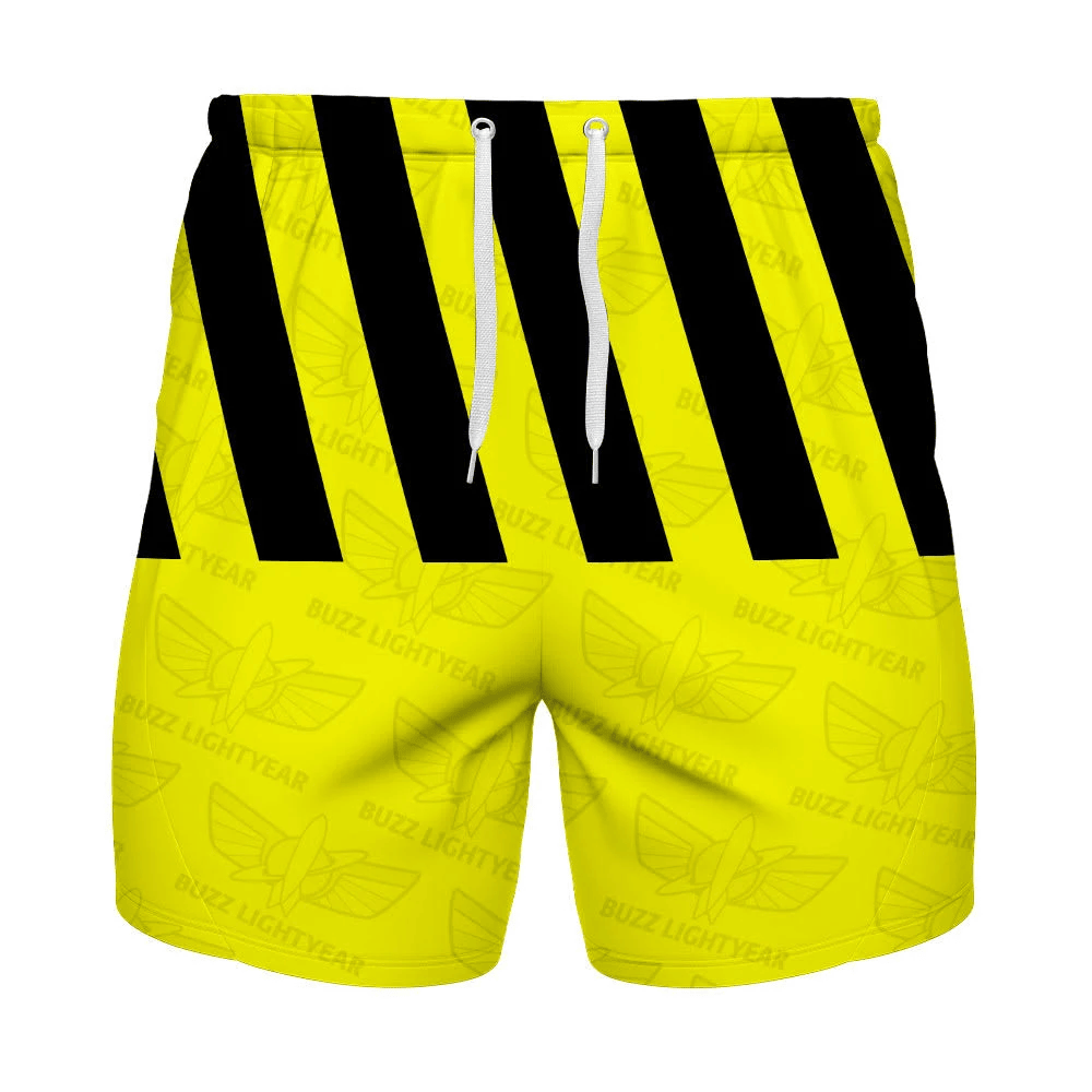 Toy Story Shorts Toy Story Warning Sign Buzz Lightyear Pattern Beach Shorts Yellow