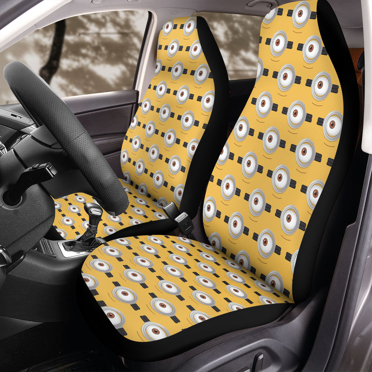 Minions Car Seat Covers Eyes Of Minions Pattern Seat Covers Yellow