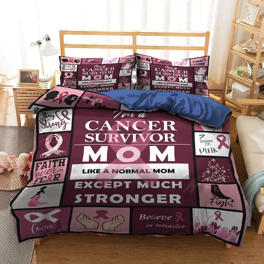 Breast Cancer Bedding Set With God All Things Are Possible Duvet Covers White Pink Unique Gift