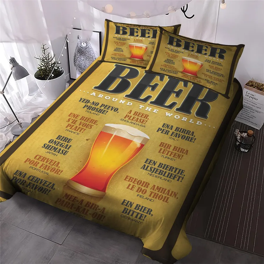 Beer Bedding Set Beer Name Around The World Duvet Covers Yellow Unique Gift