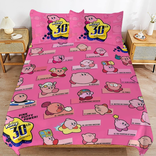 Kirby Bedding Set Kirby 30 Anniversary All Versions Duvet Covers Pink Unique Gift