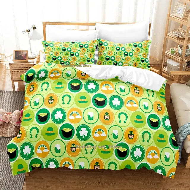 St Patrick Day Bedding Set St Patrick Day Items Pattern Duvet Covers Green Unique Gift