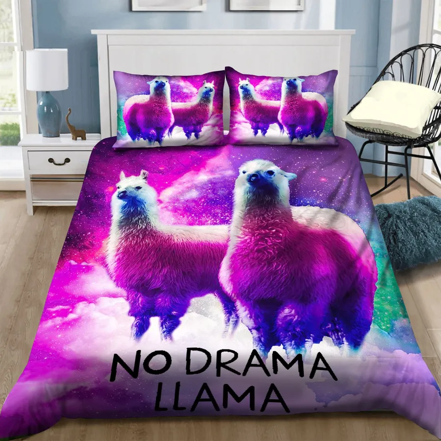 Llama Bedding Set No Drama Llama Galaxy Duvet Covers Purple Pink Unique Gift