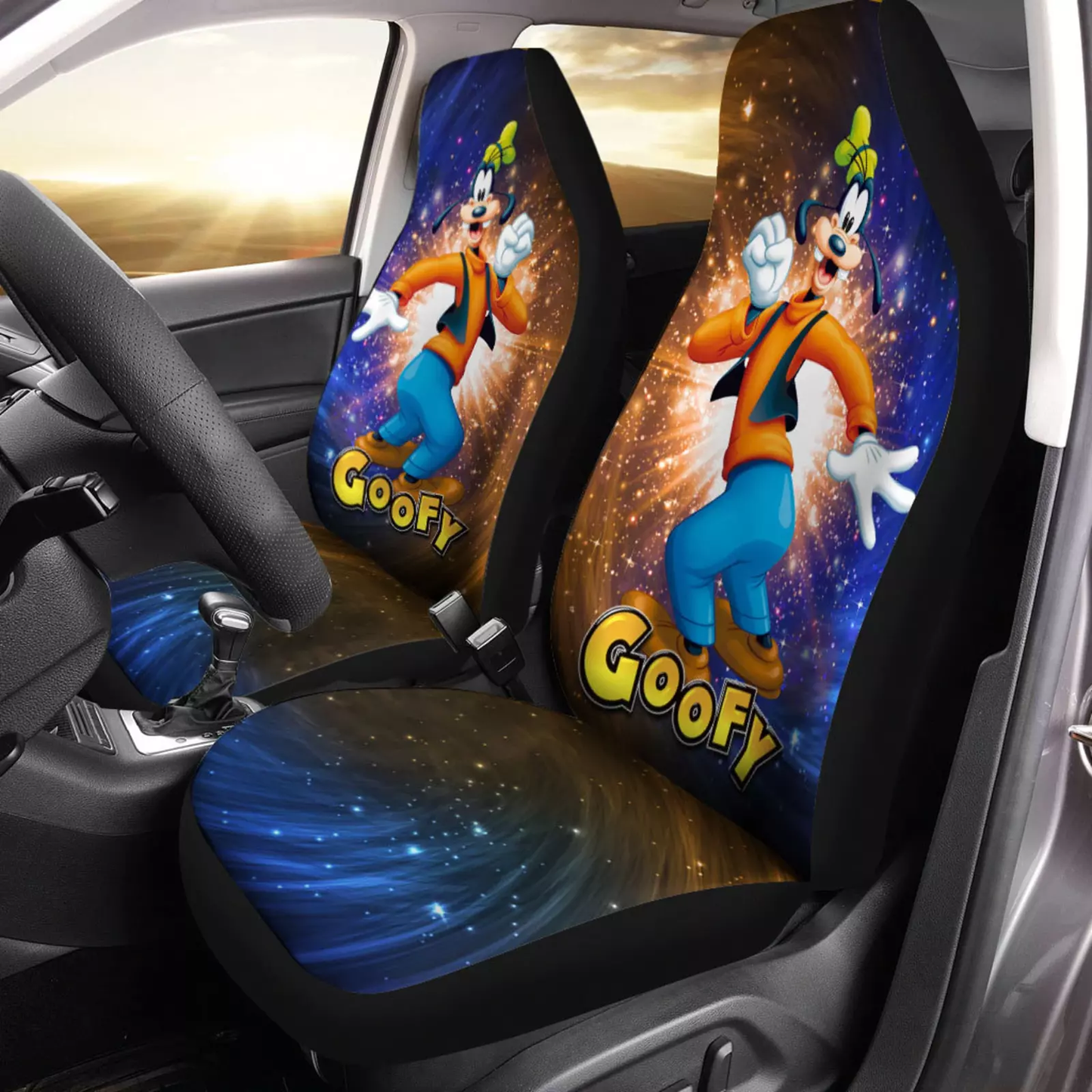 Goofy Car Seat Covers DN Goofy Character Galaxy Pattern Seat Covers Colorful