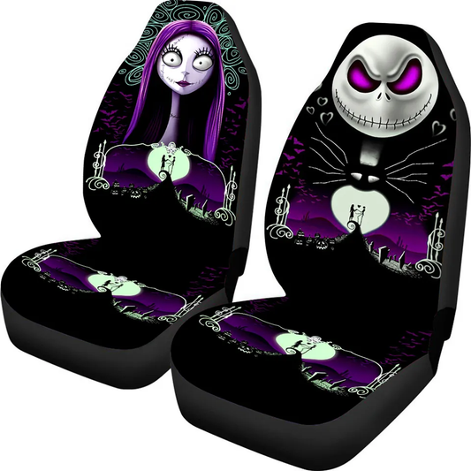 TNBC Car Seat Covers Jack And Sally Nightmare Couple Seat Covers Black Purple