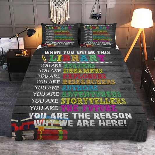 Book Bedding Set When You Enter This Library Duvet Covers Black Unique Gift