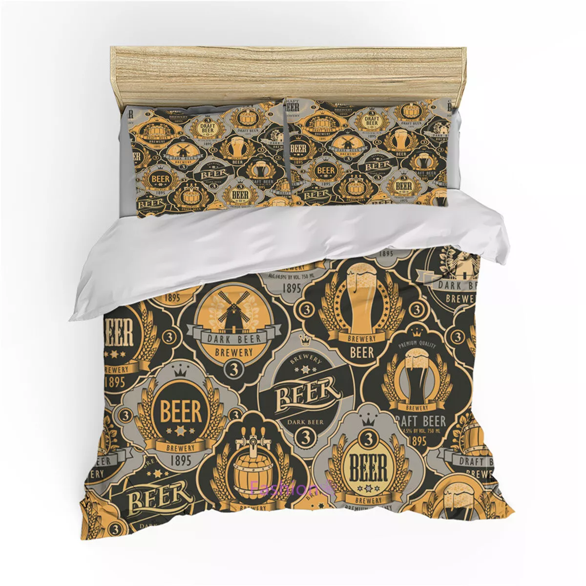 Beer Bedding Set Beer Brewery Premium Quality 1975 Duvet Covers Black Yellow Unique Gift