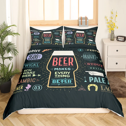 Beer Bedding Set Cowboy Bar Pub Restaurant Beer Duvet Covers Black Unique Gift