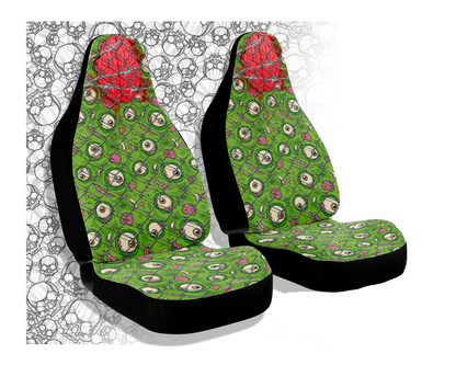 Halloween Car Seat Covers Zombie Trapped Monster Pattern Seat Covers Green