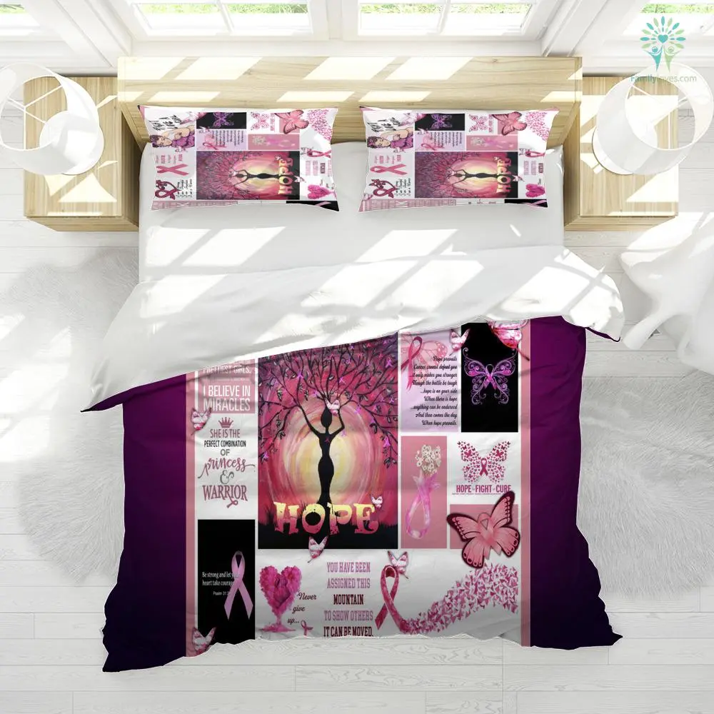 Breast Cancer Bedding Set The Perfect Combination Of Princess And Warrior Duvet Covers White Pink Unique Gift