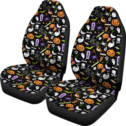 Halloween Car Seat Covers Halloween Pumpkin Coffin Candies Pattern Seat Covers Colorful