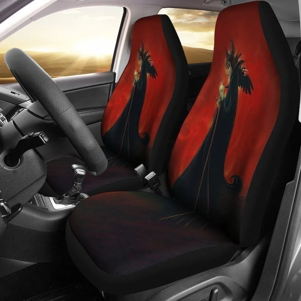 Maleficent Car Seat Covers DN Sleeping Beauty Maleficent Villain Seat Covers Black Red