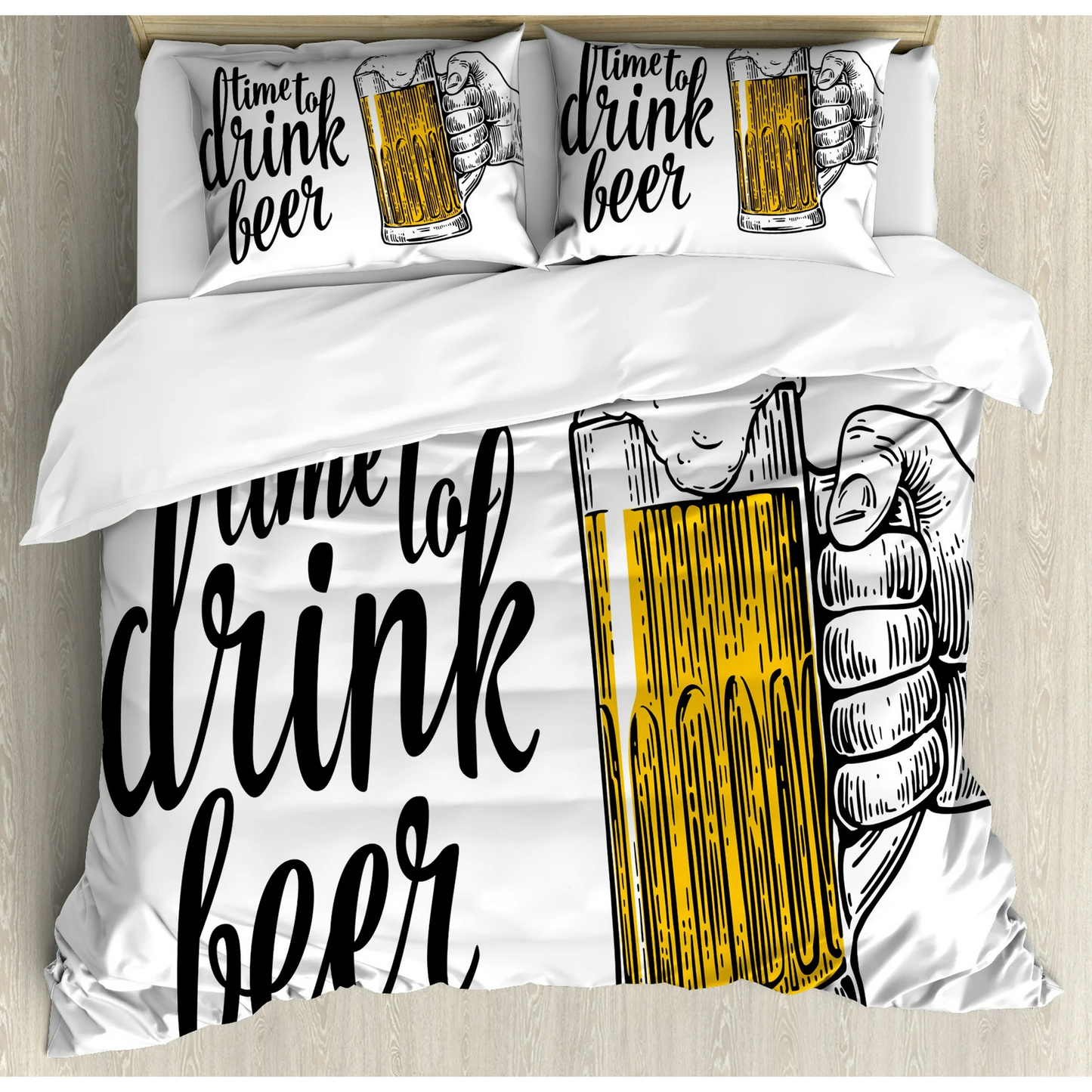 Beer Bedding Set Time To Drink Beer Duvet Covers White Unique Gift