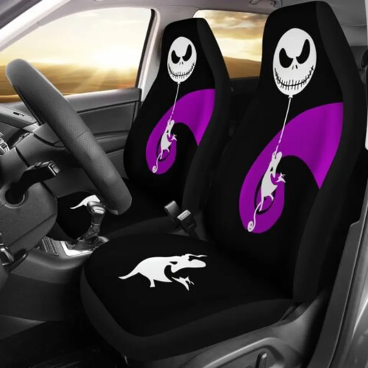 TNBC Car Seat Covers Sally Silhouette Holding Jack Head Balloon Seat Covers Black Purple