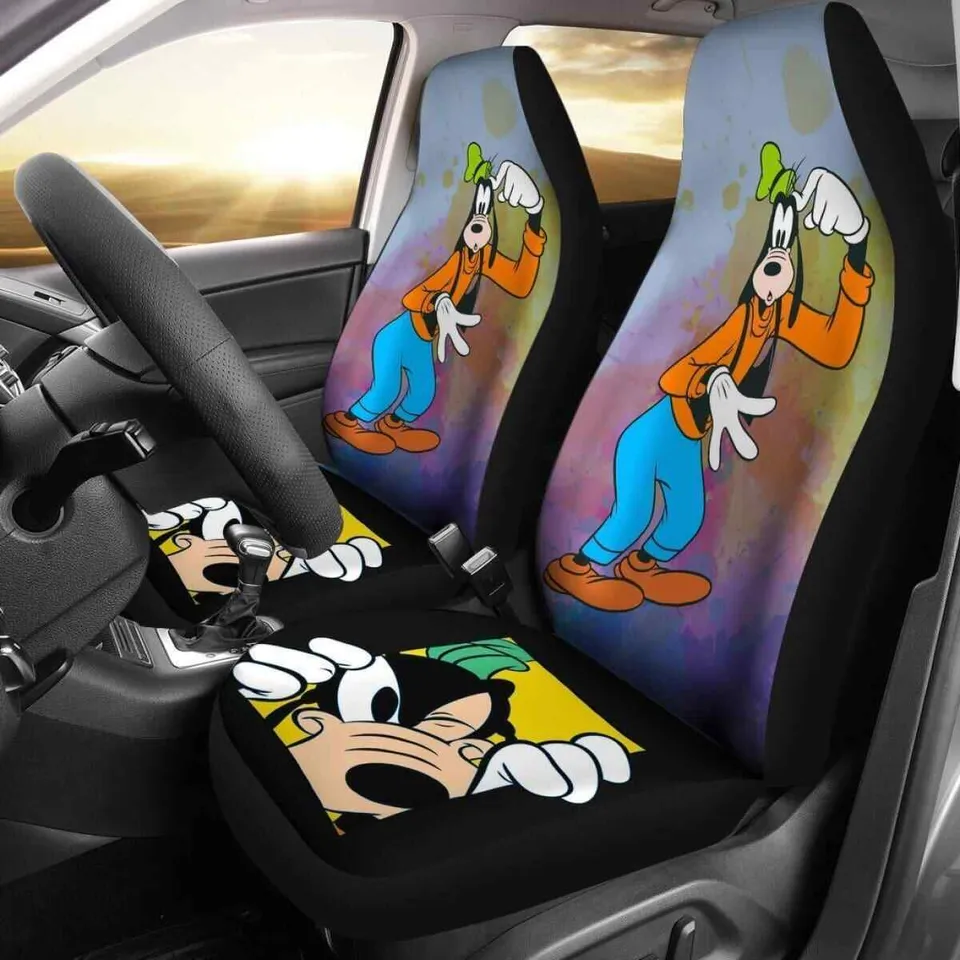 Goofy Car Seat Covers DN Cute Funny Goofy The Dog Graphic Seat Covers Colorful