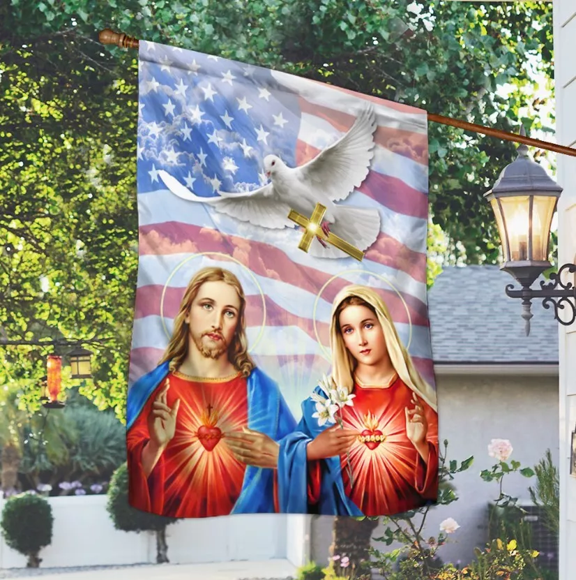 Jesus Flags Sacred Heart Of Jesus And Maria Flag Colorful