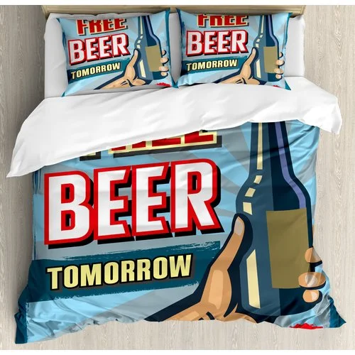 Beer Bedding Set Vintage Free Beer Tomorrow Duvet Covers Blue Unique Gift