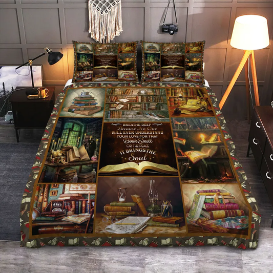 Book Bedding Set Your Love For That Book Smell Duvet Covers Brown Unique Gift