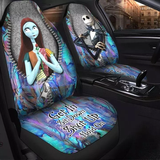 TNBC Car Seat Covers Jack And Sally Get In Sit Down Shut Up Seat Covers Blue