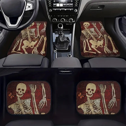 Halloween Car Mats Halloween Skeleton Parts Pattern Car Floor Mats Brown