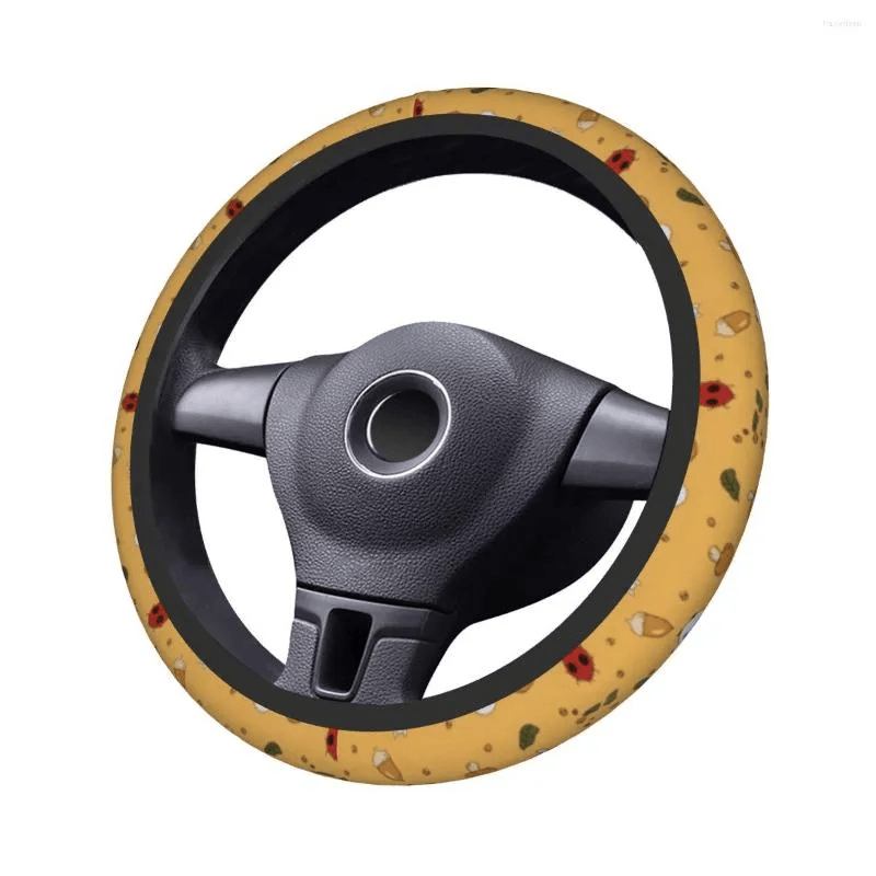 SGhibli Steering Wheel Cover Acorns Mushroom Bug Pattern Driving Wheel Cover Yellow