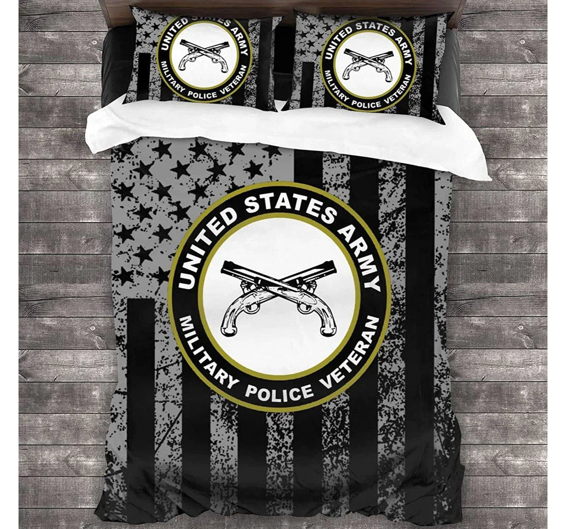 Veteran Bedding Set United States Army Military Police Veteran Duvet Covers Black Gray Unique Gift