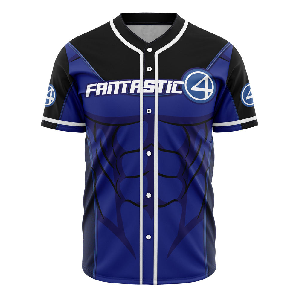 Marvel Jersey Marvel Hero Fantastic Four Suit Costume Blue Black Jersey Shirt Marvel Baseball Jersey Fantastic Four Baseball Jersey For Men