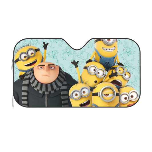 Minions Car Sun Shade Gru With His Minions Graphic Winshield Sun Shade Yellow Black