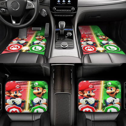 Mario Car Mats Mario And Luigi Fight In Mario Cart Car Floor Mats Red Green