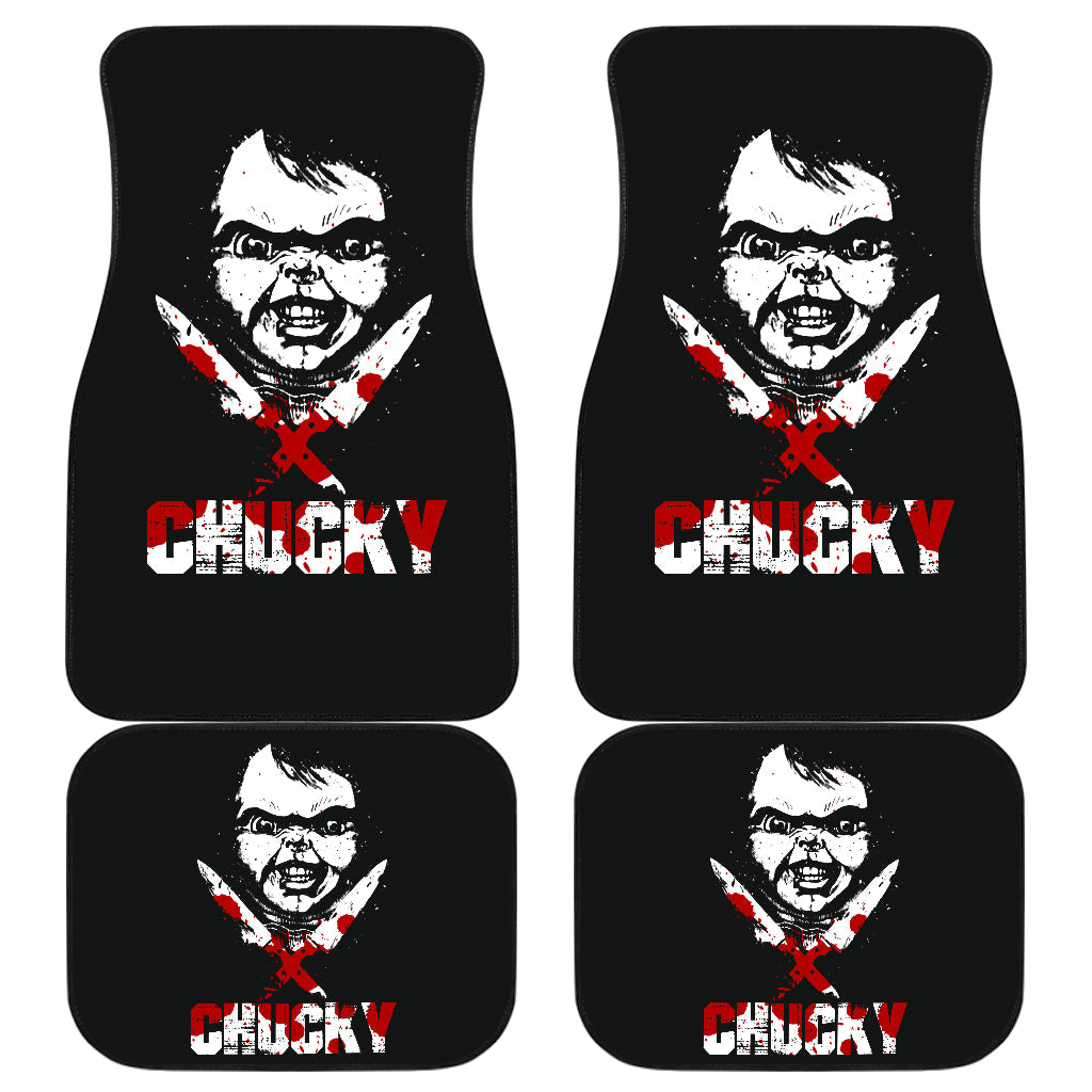 Horror Car Floor Mats Chucky Child's Play Horror Blood Halloween Car Floor Mats Horror Car Mats