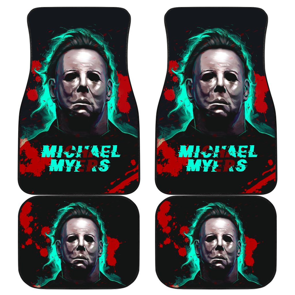 Horror Car Floor Mats Michael Myers Portrait Green Vapor Car Mats