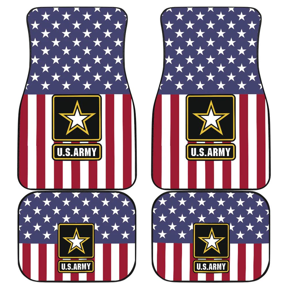 Veteran Car Mats American Flag Military Army Detail Pattern Car Floor Mats Blue Red