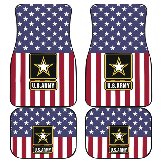 Veteran Car Mats American Flag Military Army Detail Pattern Car Floor Mats Blue Red