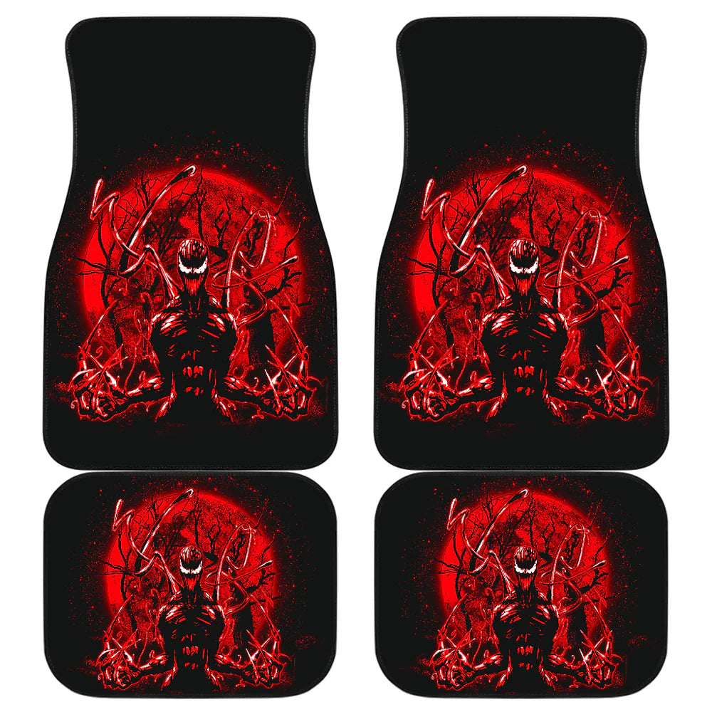 Venom Car Mats Scary Carnage Under Moonlight Car Floor Mats Black Red