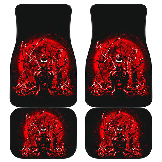 Venom Car Mats Scary Carnage Under Moonlight Car Floor Mats Black Red