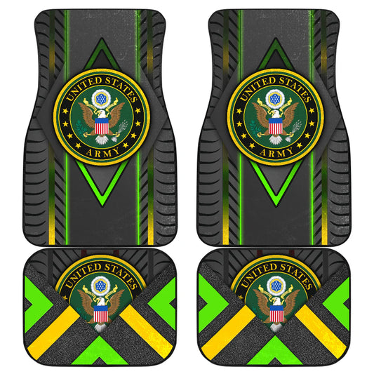 Veteran Car Mats Veteran US Army Symbol Car Floor Mats Black Green