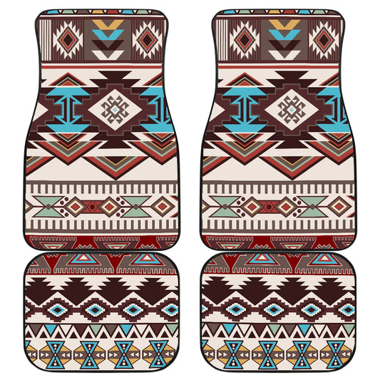 Native American Car Mats Aztec Geometric Shapes Pattern Car Floor Mats Brown White