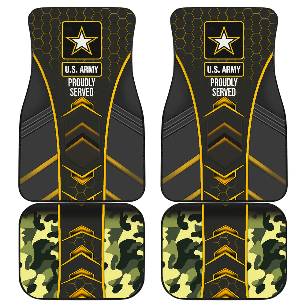 Veteran Car Mats Us Army Proudy Served Hezagon Pattern Car Floor Mats Black Green