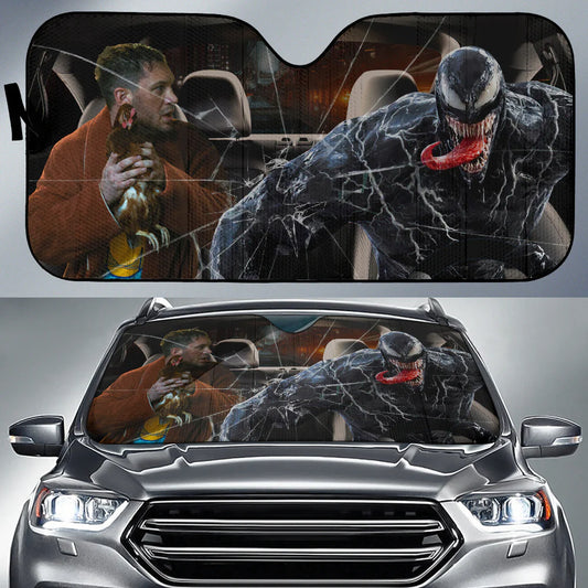 Venom Car Sun Shade Eddie And Venom Breaking Glasses Winshield Sun Shade Black